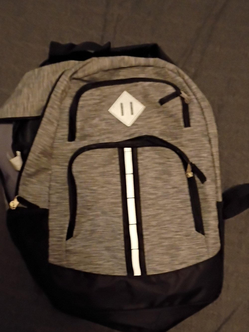 Men's Grey and Black Backpack with Reflective Accent